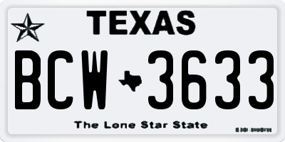TX license plate BCW3633
