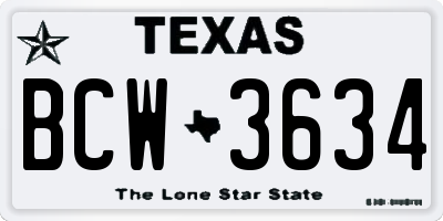 TX license plate BCW3634