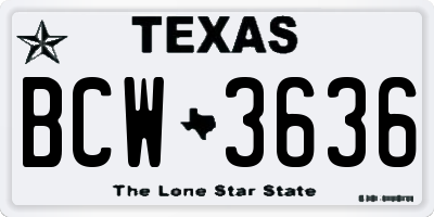 TX license plate BCW3636
