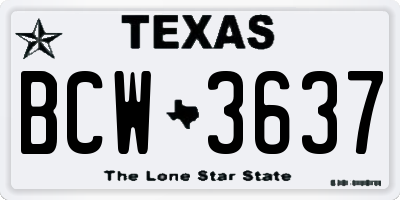 TX license plate BCW3637