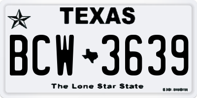 TX license plate BCW3639