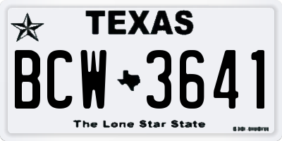 TX license plate BCW3641