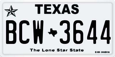 TX license plate BCW3644