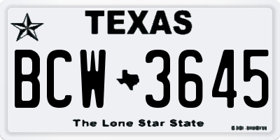 TX license plate BCW3645