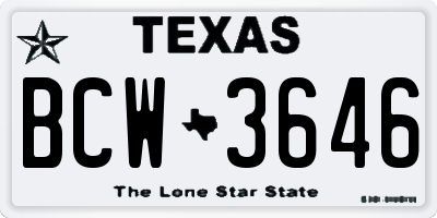 TX license plate BCW3646
