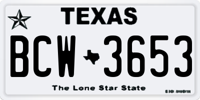 TX license plate BCW3653