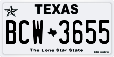 TX license plate BCW3655
