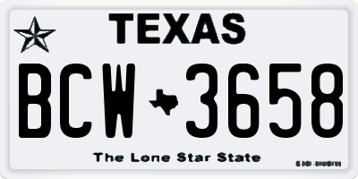 TX license plate BCW3658