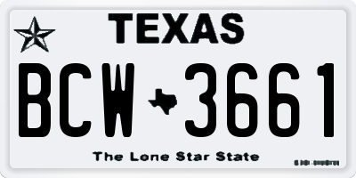 TX license plate BCW3661