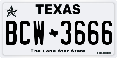TX license plate BCW3666