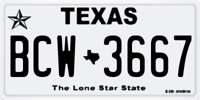 TX license plate BCW3667