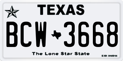 TX license plate BCW3668