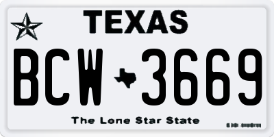 TX license plate BCW3669