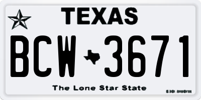 TX license plate BCW3671