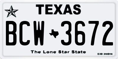TX license plate BCW3672