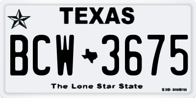 TX license plate BCW3675