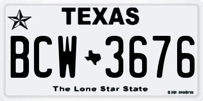 TX license plate BCW3676
