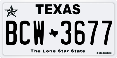 TX license plate BCW3677