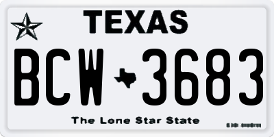 TX license plate BCW3683