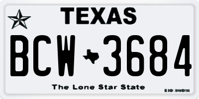 TX license plate BCW3684