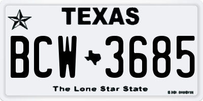 TX license plate BCW3685