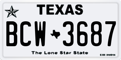 TX license plate BCW3687