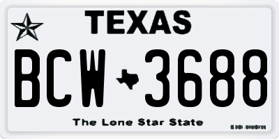 TX license plate BCW3688