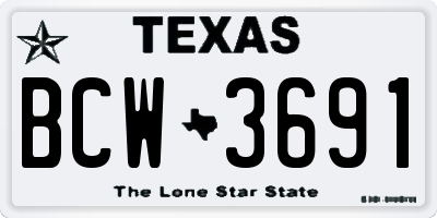 TX license plate BCW3691
