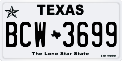 TX license plate BCW3699