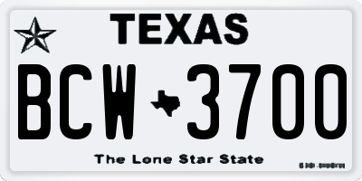 TX license plate BCW3700