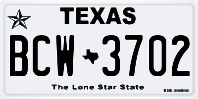 TX license plate BCW3702