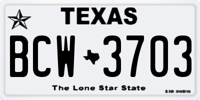 TX license plate BCW3703