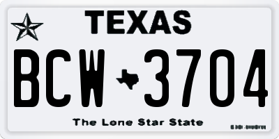 TX license plate BCW3704