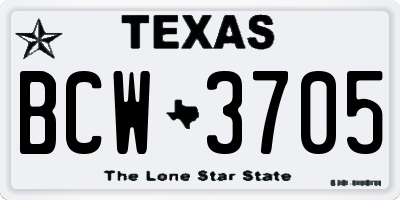 TX license plate BCW3705