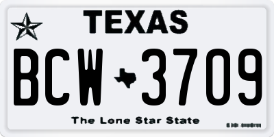 TX license plate BCW3709