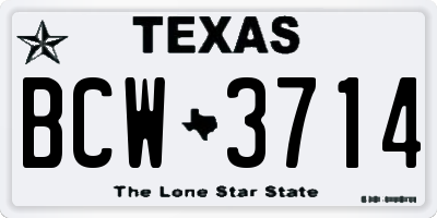 TX license plate BCW3714