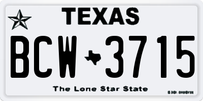 TX license plate BCW3715
