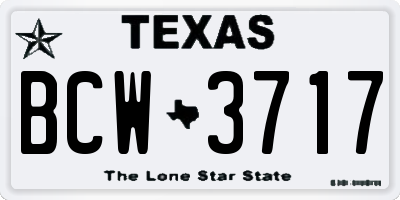 TX license plate BCW3717