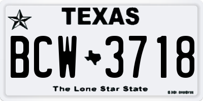 TX license plate BCW3718