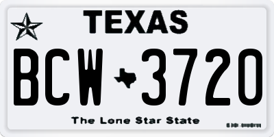 TX license plate BCW3720