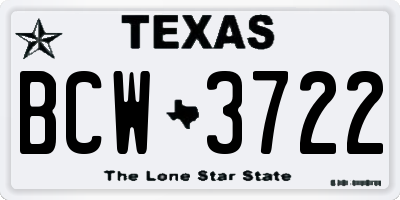 TX license plate BCW3722