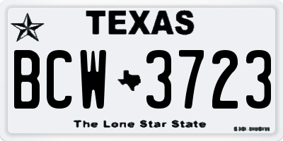 TX license plate BCW3723