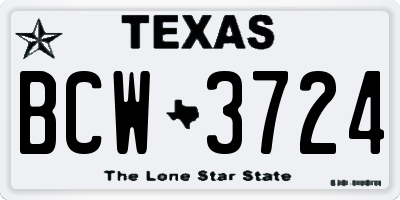 TX license plate BCW3724