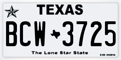 TX license plate BCW3725