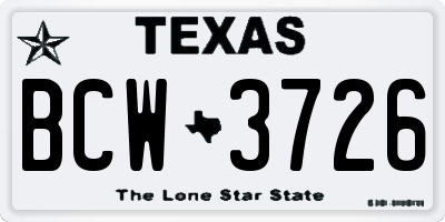 TX license plate BCW3726