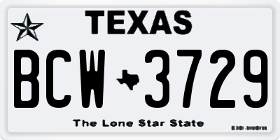 TX license plate BCW3729