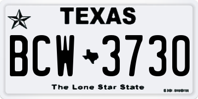 TX license plate BCW3730