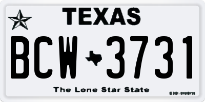 TX license plate BCW3731