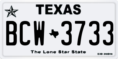 TX license plate BCW3733