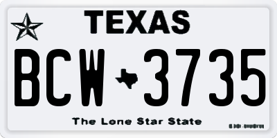 TX license plate BCW3735